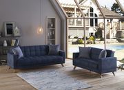 Contemporary stylish blue fabric sofa/w storage additional photo 3 of 13