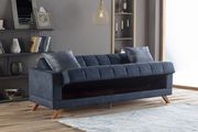 Contemporary stylish blue fabric sofa/w storage additional photo 5 of 13