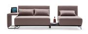 Stationary ultra-modern beige sofa bed w/ tables additional photo 4 of 4