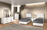 White high gloss finish contemporary king bed additional photo 2 of 7