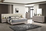 Matte taupe wooden finish modern bed in king size additional photo 2 of 5