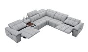 Light gray leather oversized recliner sectional additional photo 5 of 9