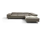 Italian-made taupe full leather contemporary sectional by J&M additional picture 4