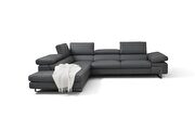 Italian-made gray full leather contemporary sectional by J&M additional picture 2