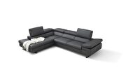 Italian-made gray full leather contemporary sectional by J&M additional picture 3