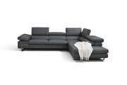 Italian-made gray full leather contemporary sectional by J&M additional picture 2