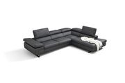 Italian-made gray full leather contemporary sectional by J&M additional picture 3