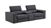 Power recliner full top leather sofa in blue gray by J&M additional picture 6