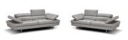 Light gray Italian leather quality contemporary couch additional photo 5 of 4
