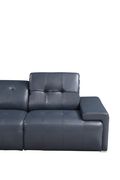 Dark navy blue leather large sectional w/ adjustable headrests additional photo 2 of 5