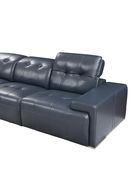 Dark navy blue leather large sectional w/ adjustable headrests additional photo 4 of 5