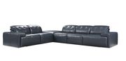 Dark navy blue leather large sectional w/ adjustable headrests additional photo 5 of 5