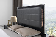 Contemporary sleek stylish dark gray / chrome bed w/ led additional photo 4 of 15
