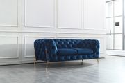 Navy blue fabric tufted stylish modern loveseat by J&M additional picture 2
