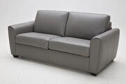 Pull out sofa bed in thick gray leather additional photo 3 of 2