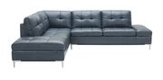 Modern stitched leather sectional with storage in blue by J&M additional picture 2