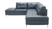 Modern stitched leather sectional with storage in blue additional photo 5 of 6