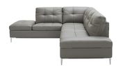 Modern stitched leather sectional with storage in gray additional photo 4 of 6