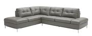Modern stitched leather sectional with storage in gray by J&M additional picture 6