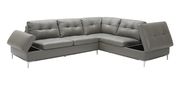 Modern stitched leather sectional with storage in gray additional photo 5 of 6