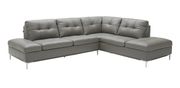 Modern stitched leather sectional with storage in gray by J&M additional picture 6