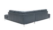 Modern stitched leather sectional with storage in blue additional photo 2 of 6