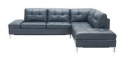 Modern stitched leather sectional with storage in blue by J&M additional picture 7