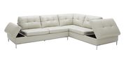 Modern stitched leather sectional with storage in s. gray by J&M additional picture 5