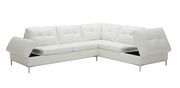 Modern stitched leather sectional with storage in white additional photo 5 of 6