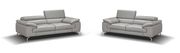 Modern adjustable headrest gray Italian leather sofa additional photo 2 of 5