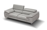 Modern adjustable headrest gray Italian leather sofa additional photo 3 of 5