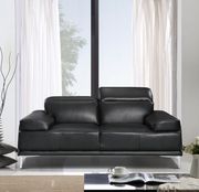 Modern stylish adjustable headrest black leather sofa additional photo 3 of 5