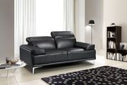 Modern stylish adjustable headrest black leather sofa additional photo 4 of 5