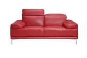 Modern stylish adjustable headrest red leather sofa additional photo 2 of 10