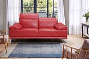 Modern stylish adjustable headrest red leather sofa additional photo 3 of 10