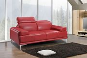 Modern stylish adjustable headrest red leather sofa additional photo 4 of 10
