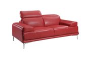 Modern stylish adjustable headrest red leather sofa additional photo 5 of 10
