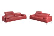Modern stylish adjustable headrest red leather sofa by J&M additional picture 6
