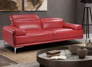 Modern stylish adjustable headrest red leather sofa by J&M additional picture 8