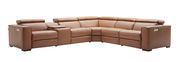 Full Italian leather recliner sectional in caramel by J&M additional picture 10