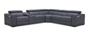 Full Italian leather recliner sectional in blue/gray by J&M additional picture 2