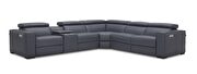 Full Italian leather recliner sectional in blue/gray additional photo 2 of 2