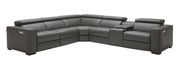 Full Italian leather recliner sectional in gray by J&M additional picture 5