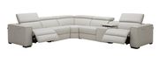 Full Italian leather recliner sectional in silver gray by J&M additional picture 4