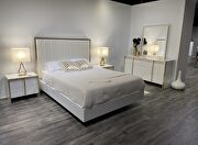 Contemporary sleek white bed w/ gold trim by J&M additional picture 2