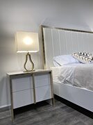 Contemporary sleek white bed w/ gold trim additional photo 3 of 11