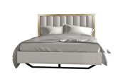 Contemporary sleek white king bed w/ gold trim by J&M additional picture 6