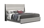 Gray contemporary stylish bed w/ led in headboard by J&M additional picture 8