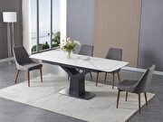 White marble top extension table w/ gray veins base by J&M additional picture 5
