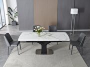 White marble top extension table w/ gray veins base by J&M additional picture 6